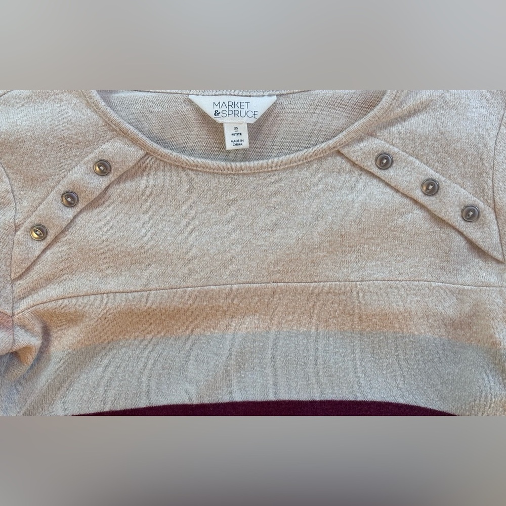 Market & Spruce Women’s Striped Sweater Button Detail Size Petite XS - Picture 5 of 6